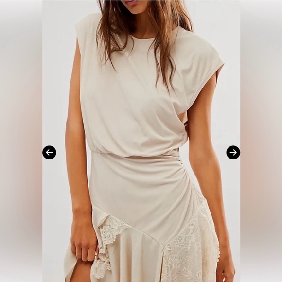 Free People Jazzy Mini Beige Lace Dress - Picture 3 of 15
